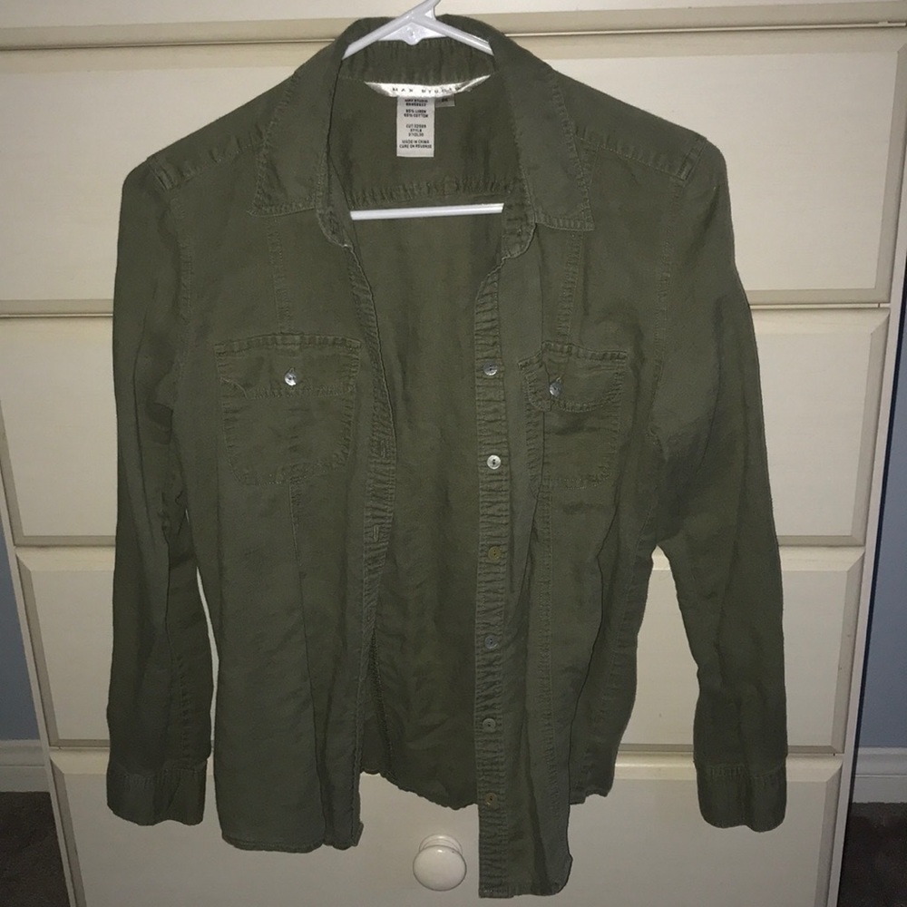 Max Studio Army green button down